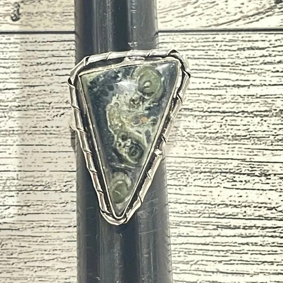 Sterling silver 925 over bronze Kombaba Jasper size 7 - Picture 1 of 6